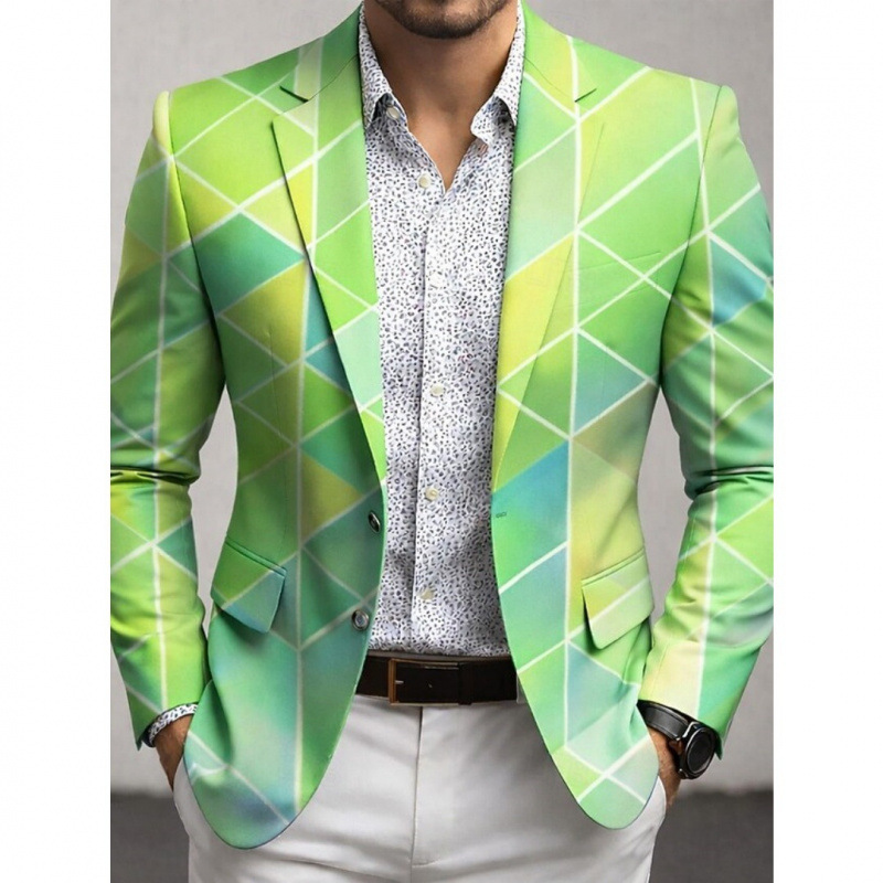 Men's 3D Digital-print Double-breasted Suit Jacket photo 2