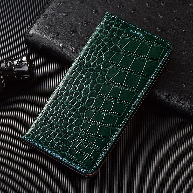 Top-layer Genuine Leather Crocodile-pattern Flip Phone Case photo 4
