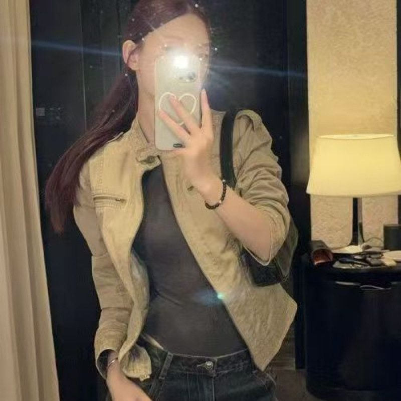 Women's American-style Stand-collar Short Jacket photo 5
