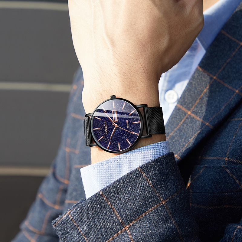 Mens Waterproof Dual-Date Starry Sky Watch photo 4