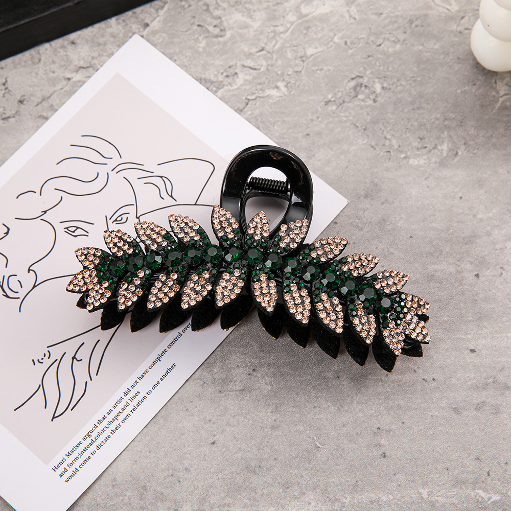 Full-rhinestone Fan-shaped Flower Shark Clip Hair Accessory photo 6