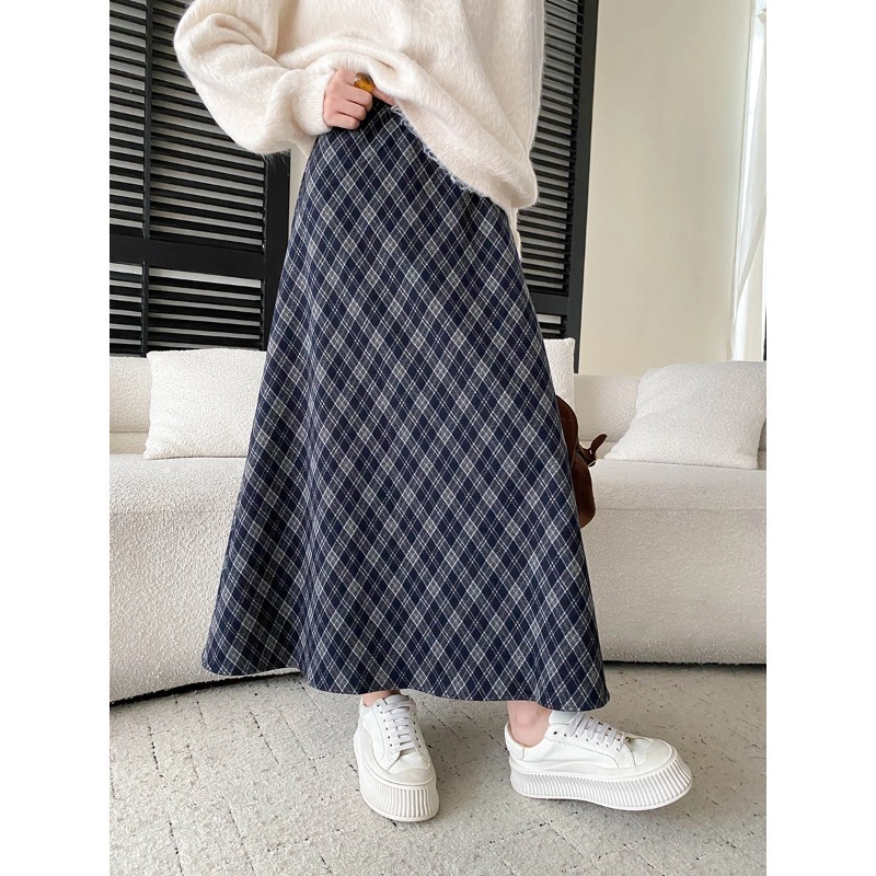 Retro Diamond-patterned Slimming High-waisted Skirt For Women photo 7