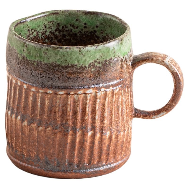 Vertical-Stripe Kiln-Change Coffee Mug Large-Capacity Household Cup photo 2
