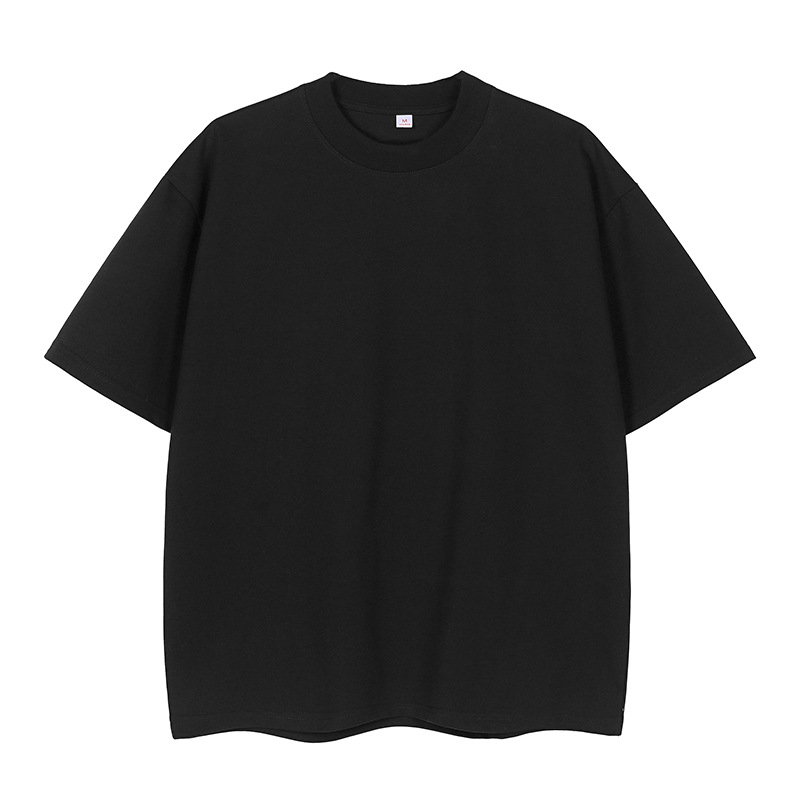 Double Yarn Short Sleeve Sweat-absorbing Cotton T-shirt Top photo 4