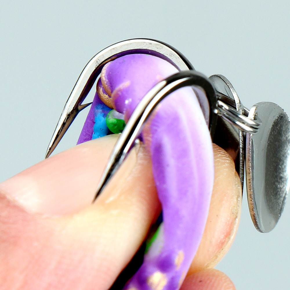5-Color Set Double Sequin Flattened Reinforced Hook Frog Lure Set photo 3