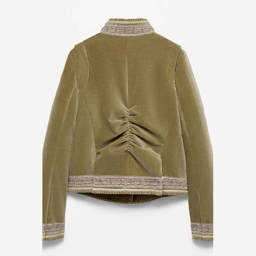 Short Lace-panelled Casual Jacket For Women photo 4