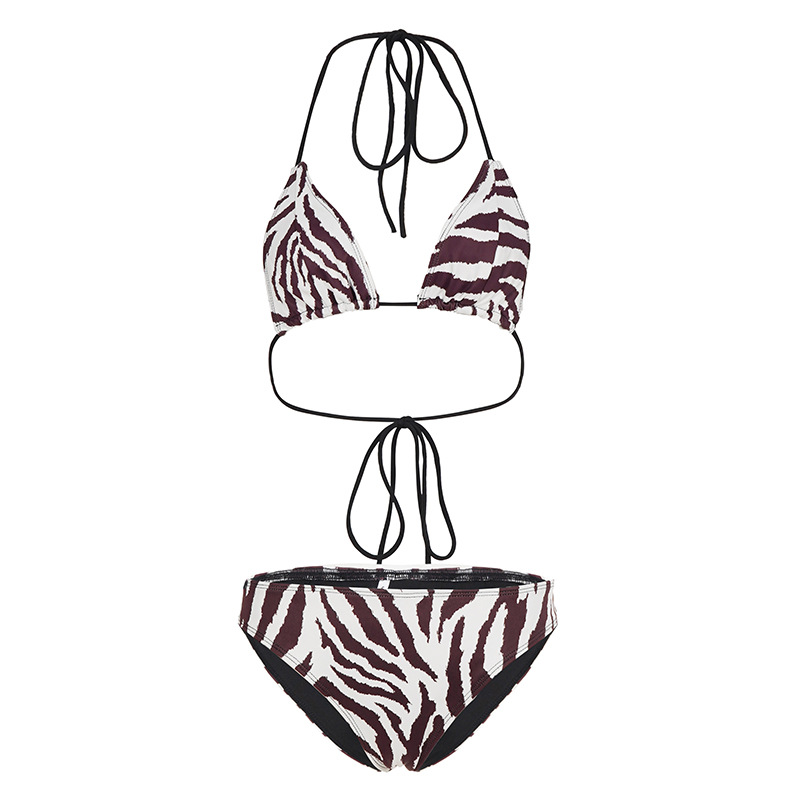 Zebra-print Halter Bikini Set For Women photo 6