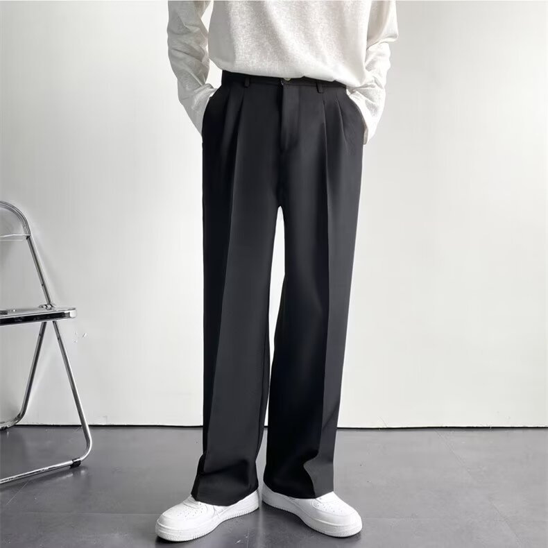 Loose-fitting Straight-leg Trousers Ice-silk White Suit Pants For Men photo 6