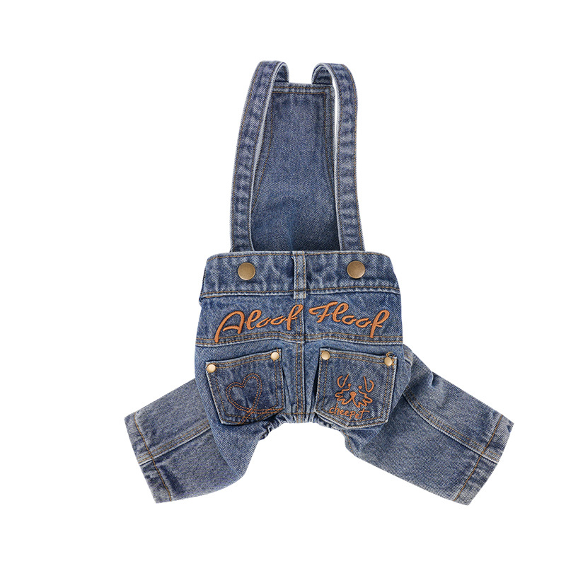 Pet's Four-Season Casual Denim Overalls With Vintage Embroidery photo 3