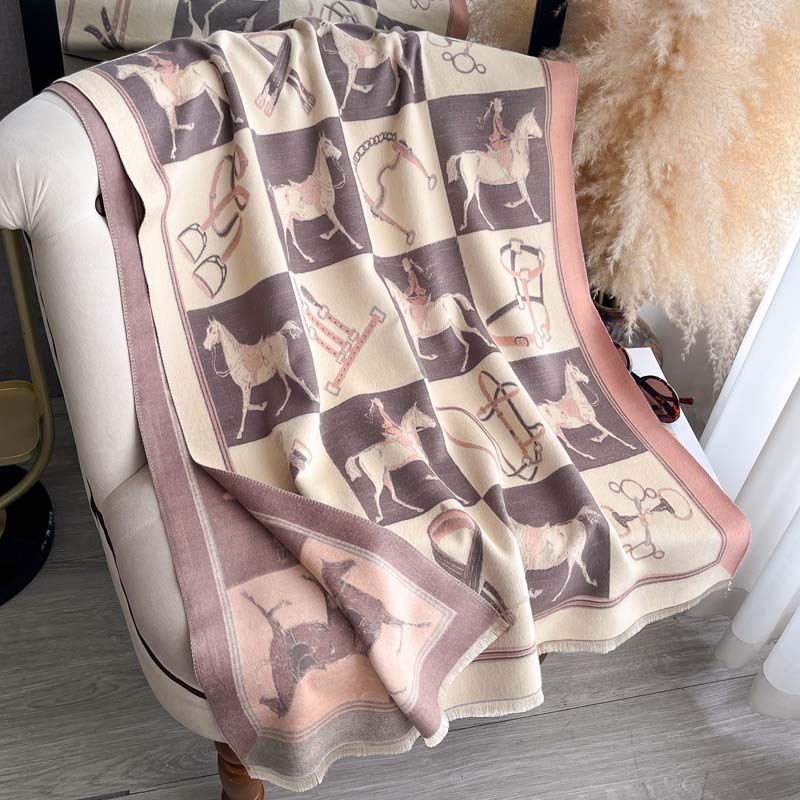 Thickened Double-sided Scarf With Tassel And Frayed Edges For Fall And Winter photo 7