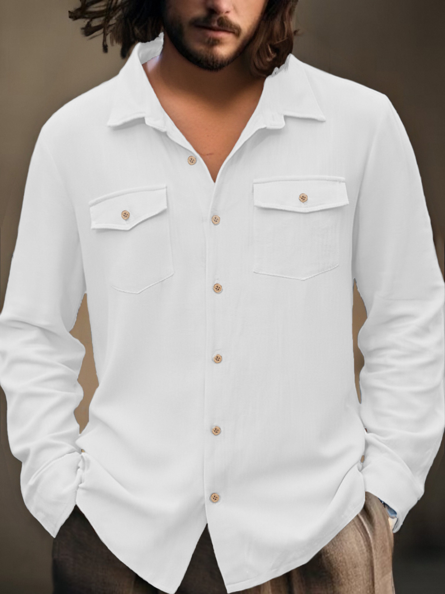 Men's Spring And Autumn Casual Long-Sleeved Shirt photo 2