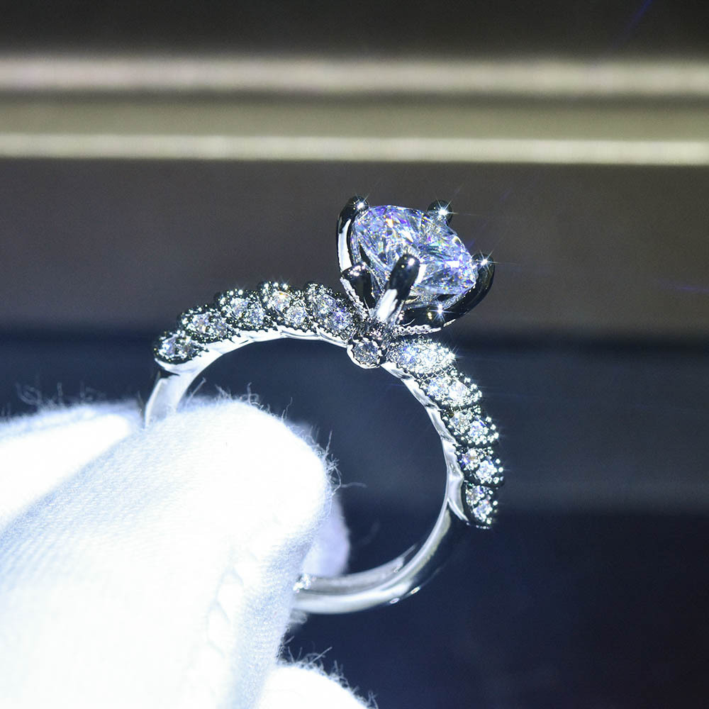 Platinum Plated Moissanite Goddess Of Fortune Ring photo 5