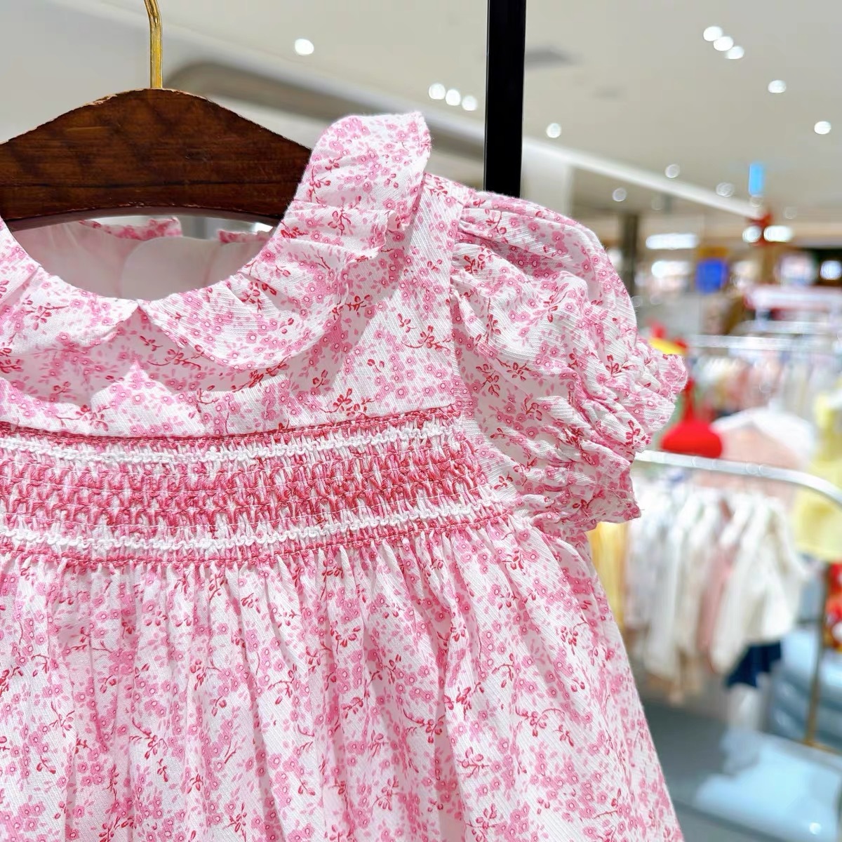 Girls Floral Puff Sleeve Dress Pure Cotton photo 3