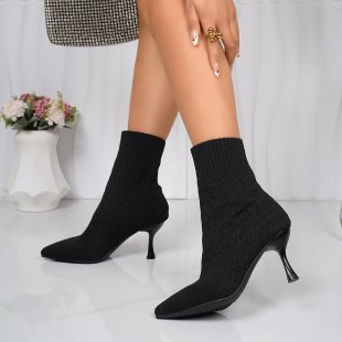 Pointed-toe Stiletto Heel Knitted Stretch Boots For Women photo 2