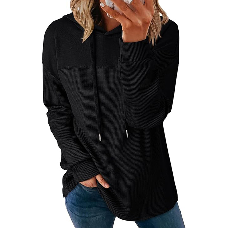 Hooded Casual Waffle-knit Long-sleeve Sweatshirt photo 8