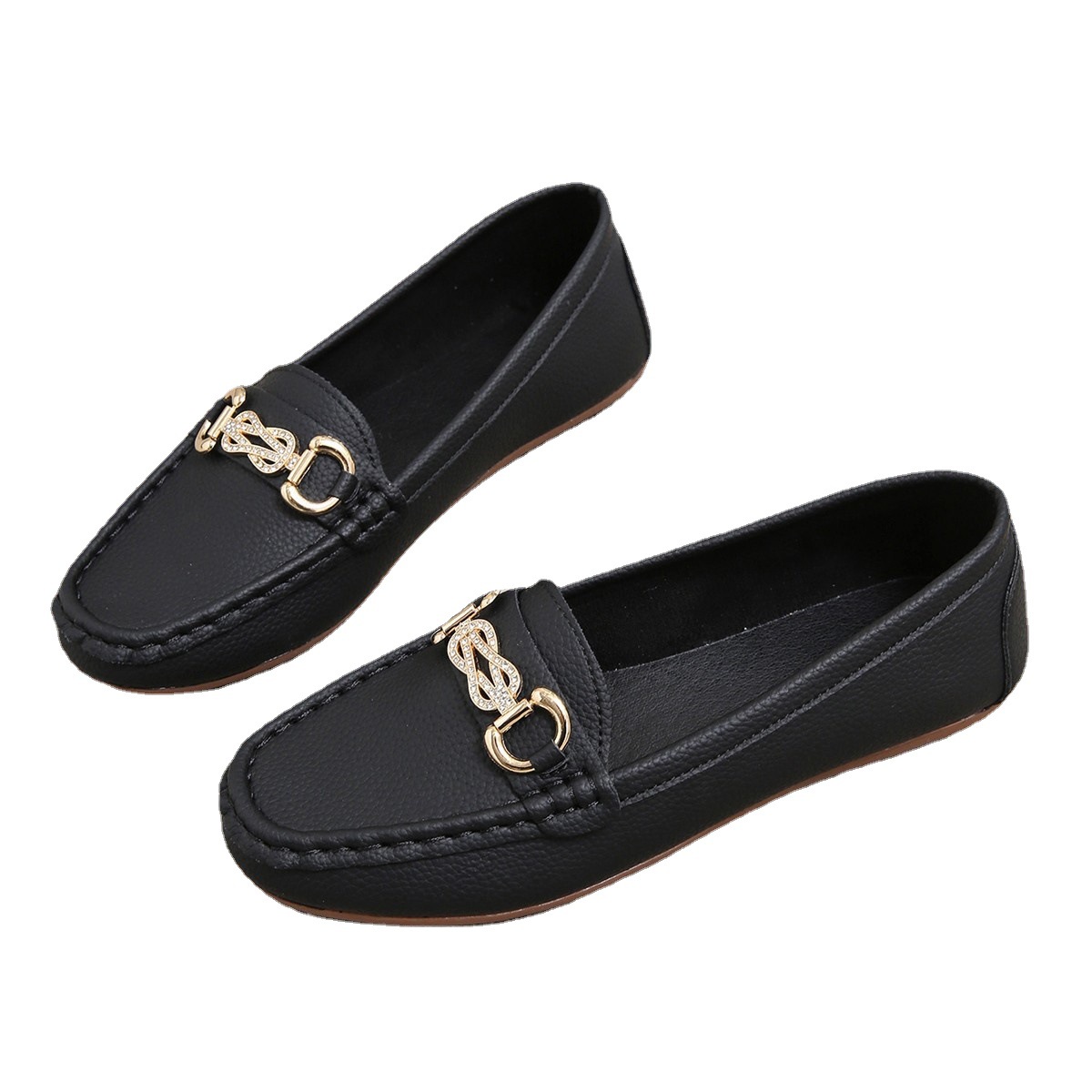 Round-toe Slip-on Casual Loafers With A Metal Bow Detail photo 6