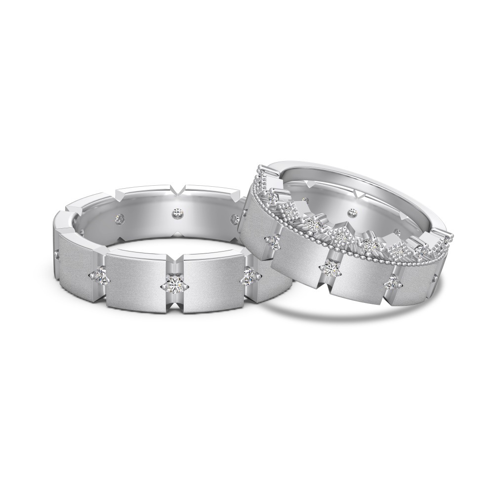 S925 Sterling Silver Men And Women Couple Rings Personality Fashion Round Zirconium Gang Drill Slim Ring Simple All-match photo 5