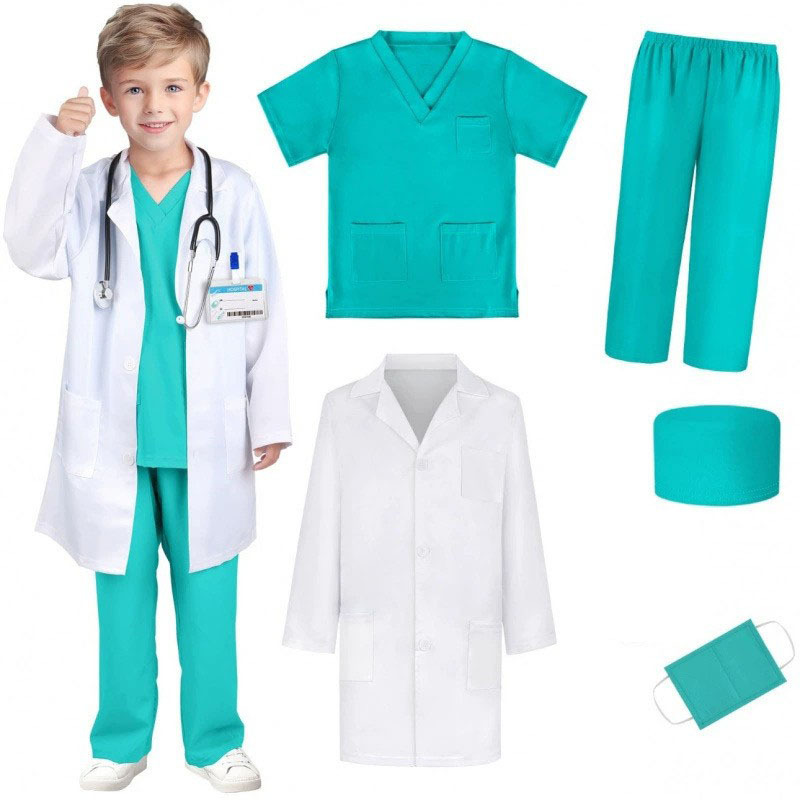 Childrens Doctor Costume White Lab Coat Role-playing Set photo 3