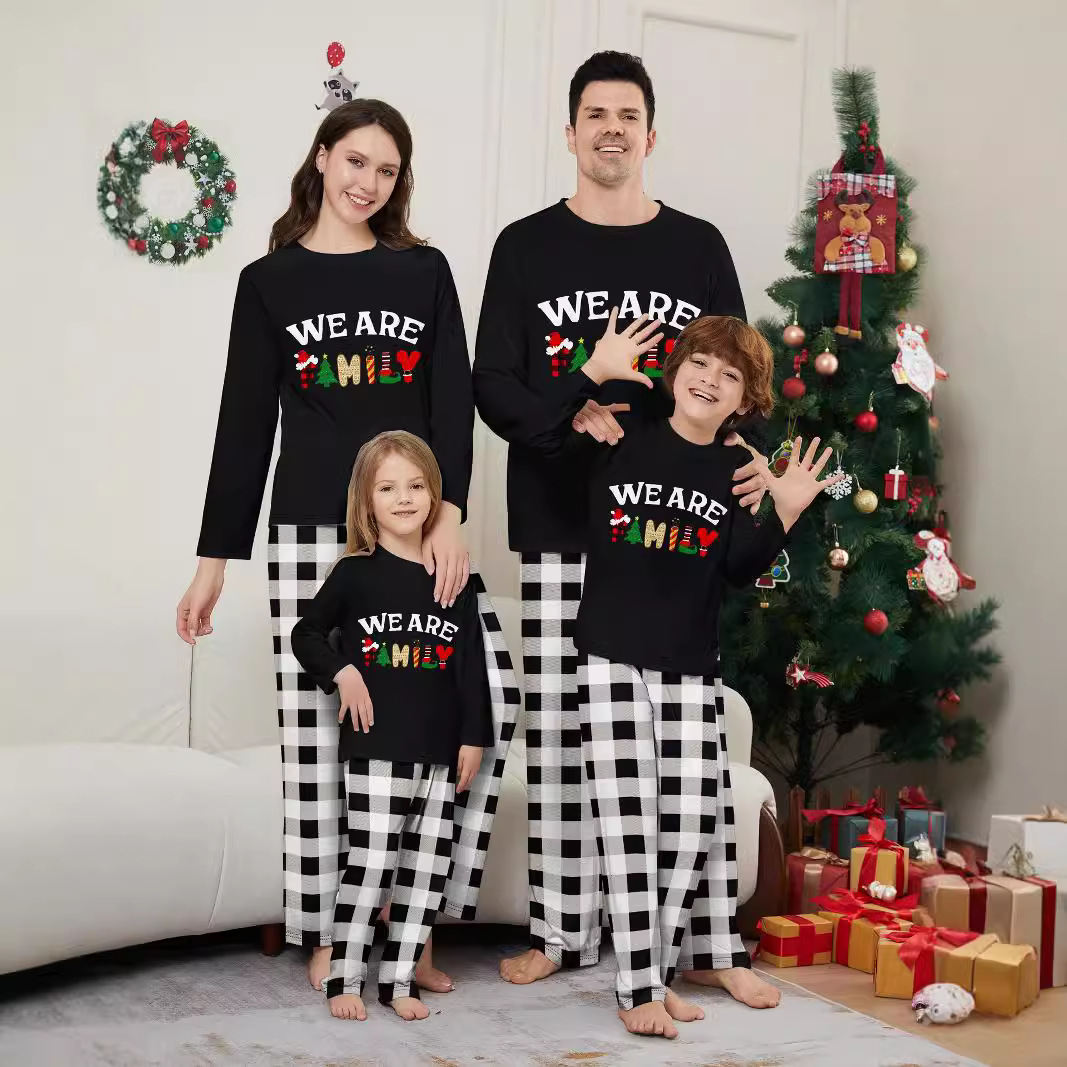 Long Sleeve Trousers Letter Printing Plaid Home Wear photo 1