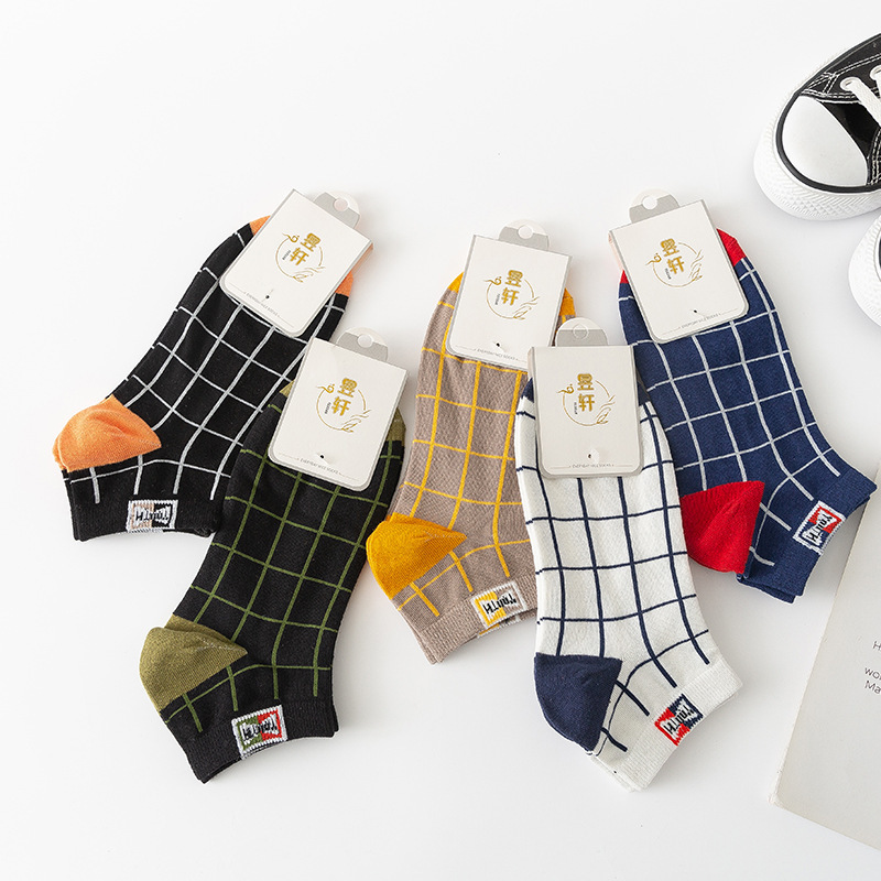 Mens Cotton Socks Plaid Pattern Low-cut All-season photo 7