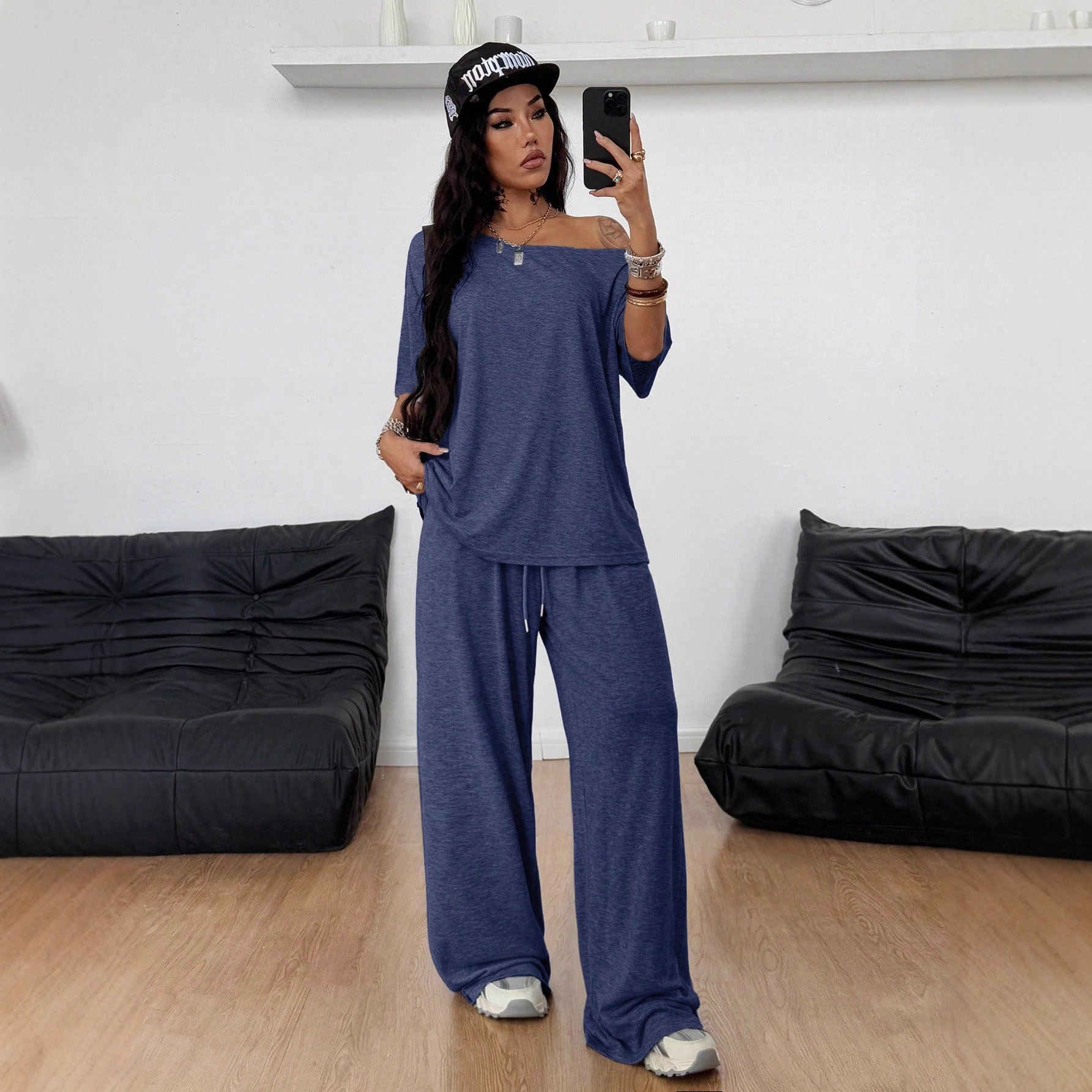 SpringSummer Women's Casual Solid-Color Sports Two-Piece Set photo 8