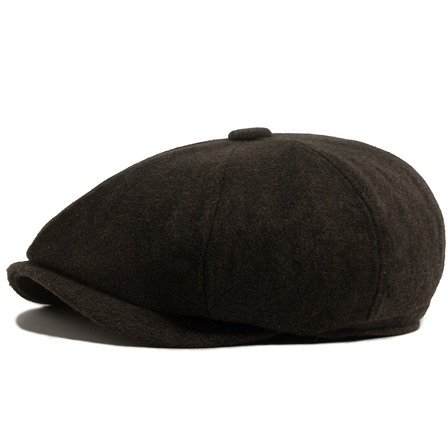 Solid-color Wool Octagonal Cap Mens British Beret photo 4