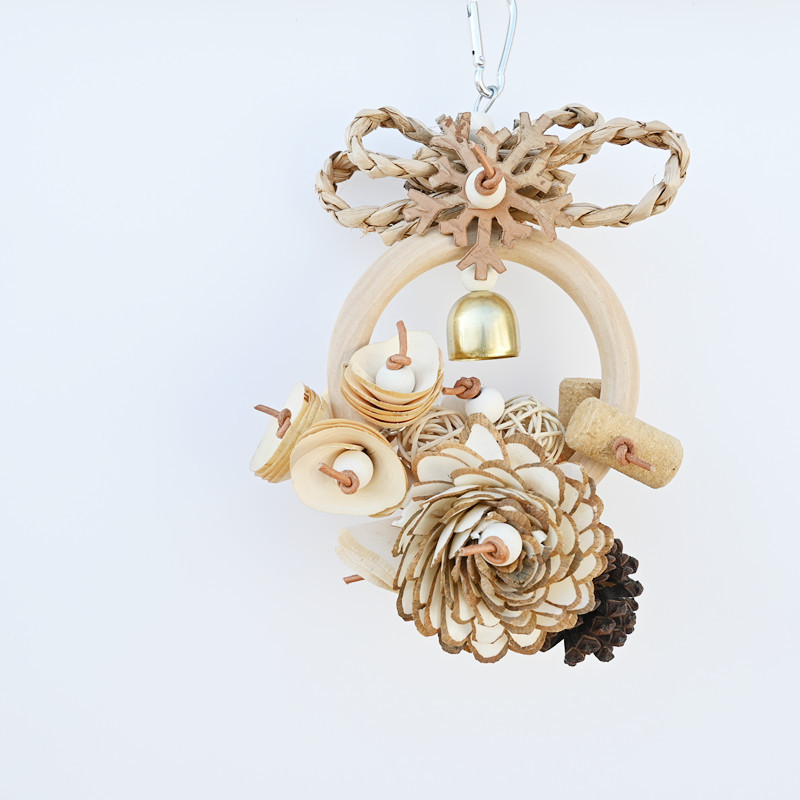 Plant Straw Gnawing Ring Natural Wood Slice Pine Cone Toy photo 5