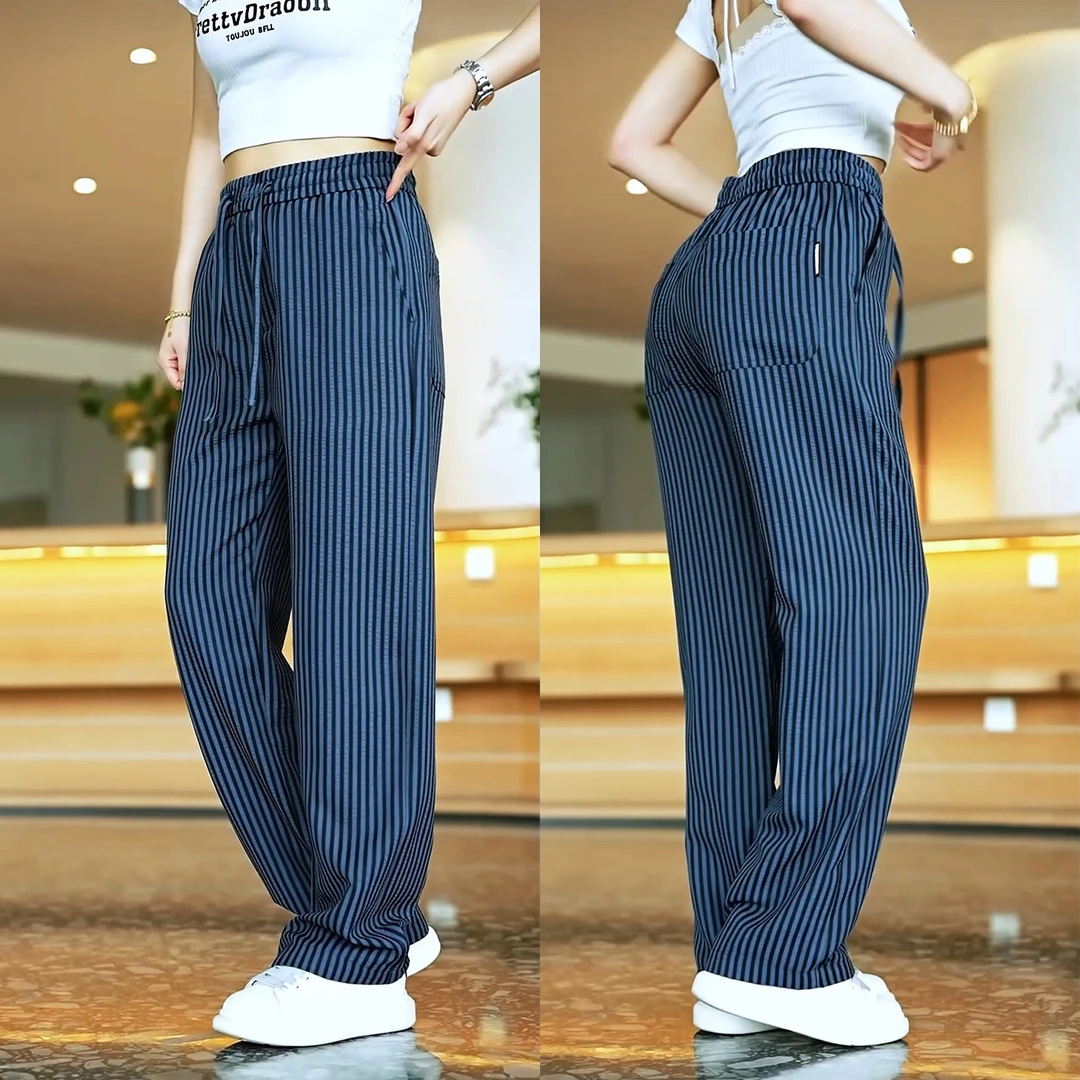 Versatile Relaxed-fit Niche Striped Casual Pants photo 3