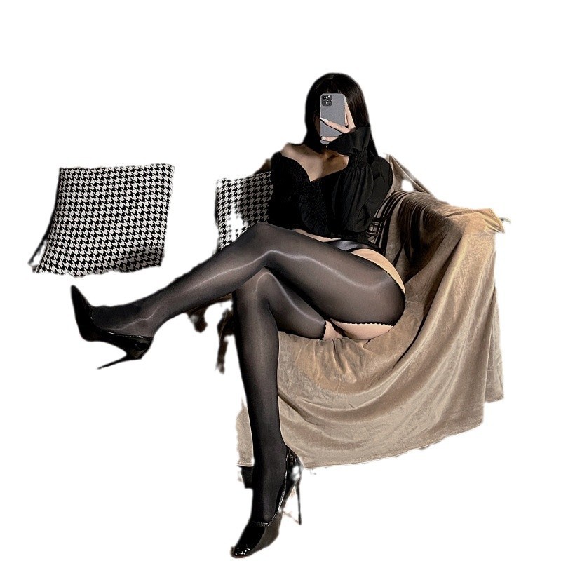 Horse Oil Silky Smooth Glossy Four-way Stretch Suspender Stockings photo 7