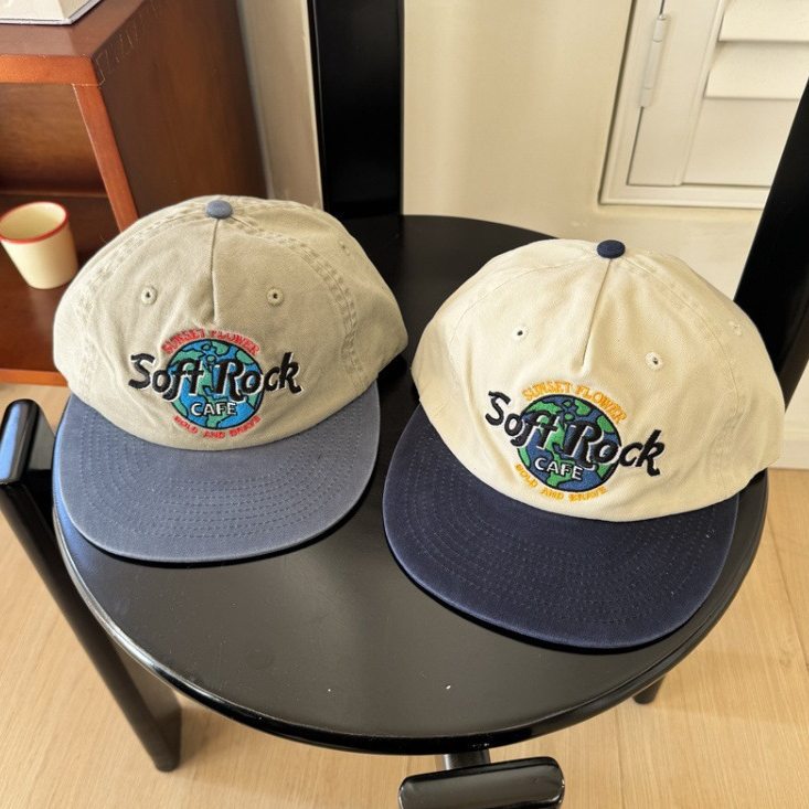 Retro Distressed Embroidery Color-block Flat-brim Baseball Cap photo 3