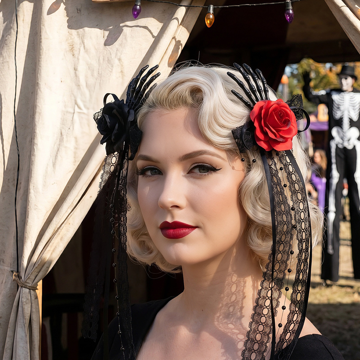 Rose Long Ribbon Side Clip Hair Accessory Party Hairpin photo 5