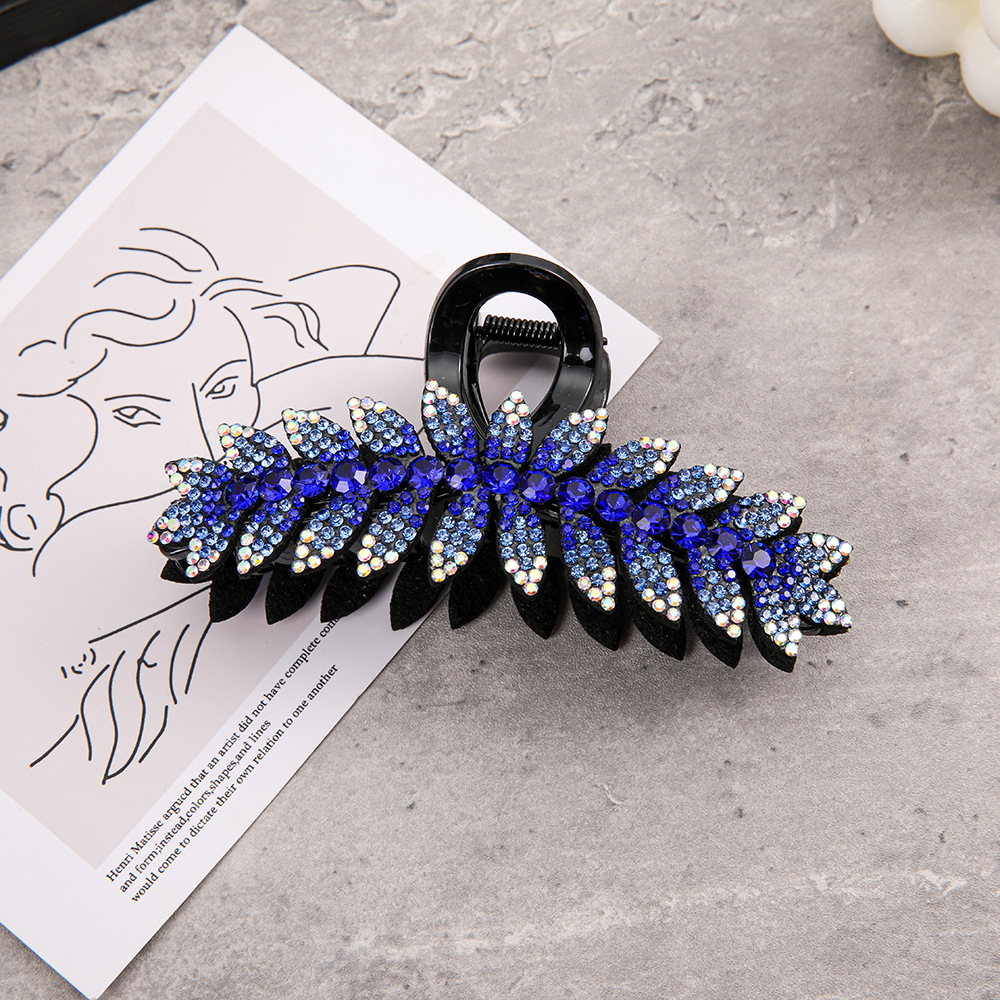 Full-rhinestone Fan-shaped Flower Shark Clip Hair Accessory photo 4