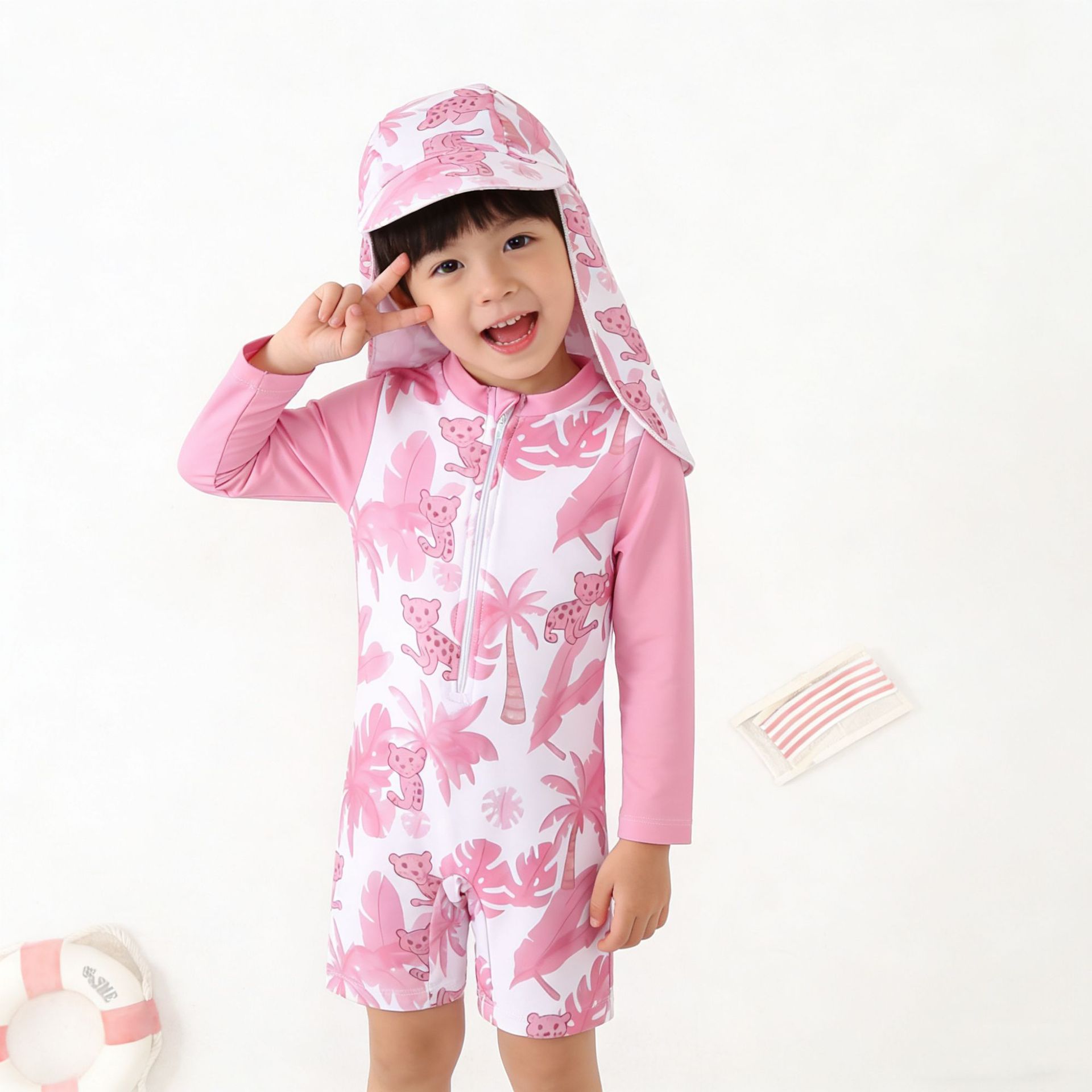 Cute Zippered Wetsuit Modest One-piece Swimsuit photo 2