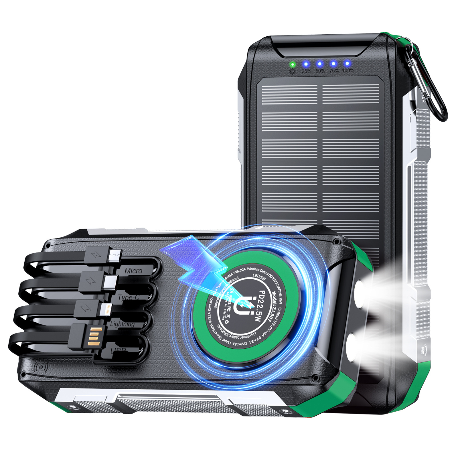 Magnetic Wireless Charging Solar-Powered Power Bank Outdoor Rugged Fast-Charging Portable Charger photo 8