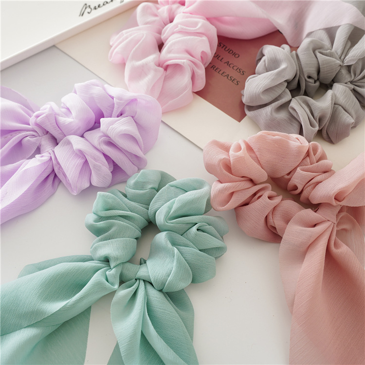 Tassel Ribbon Bow Chiffon Thin Hair Tie photo 4