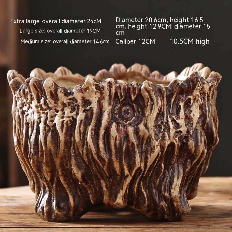 Flower Pot Ceramic Large Extra Large Wood Shaped Tree Root Green Plant Succulent Flower Pot photo 5