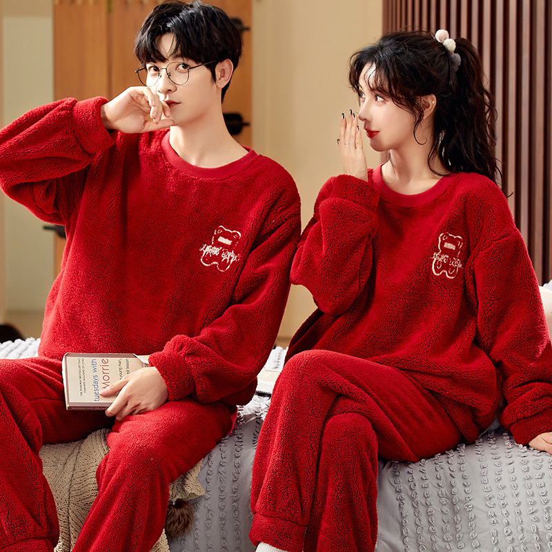 Coral Fleece Couple Household Velvet Pajamas photo 4