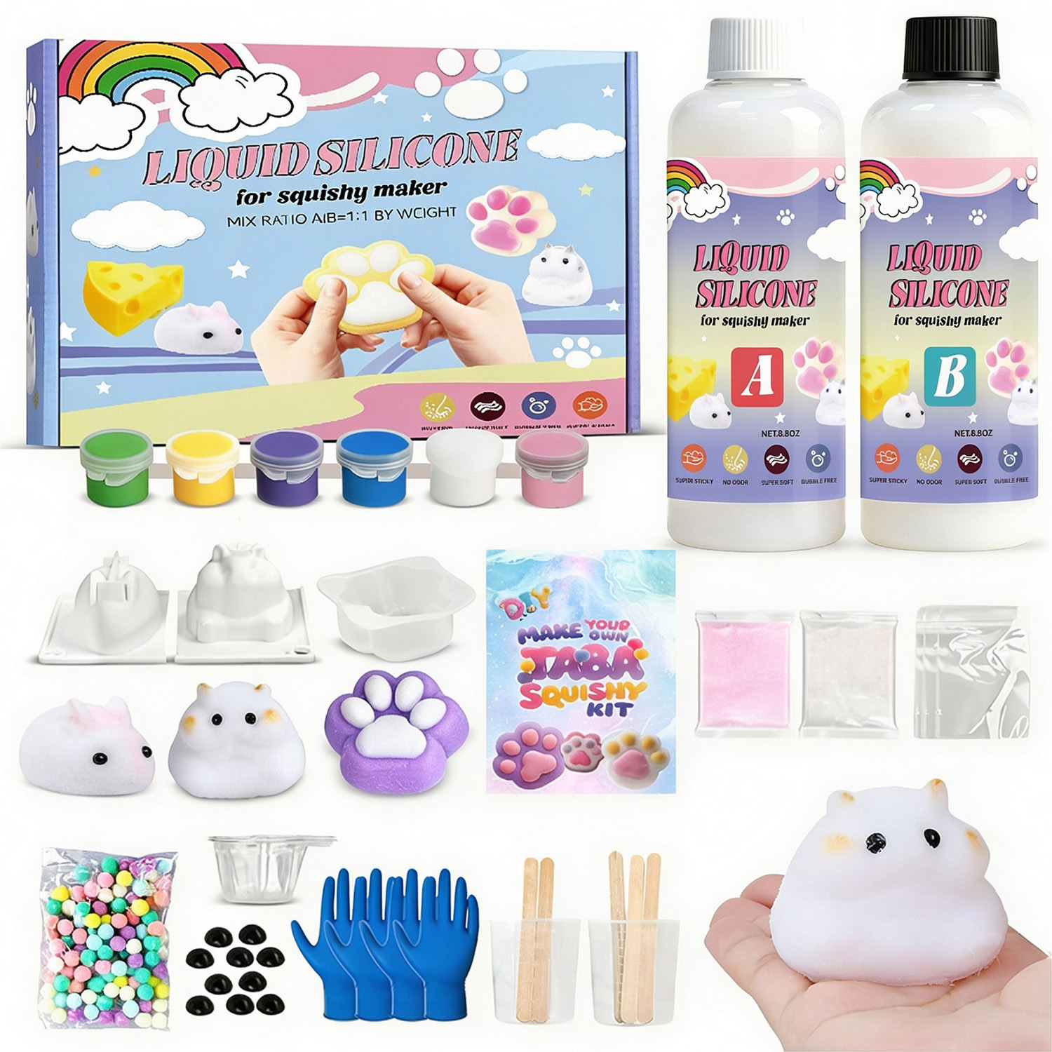 Creative DIY Hamster Cat Paw Silicone Squeeze Toy Set photo 2