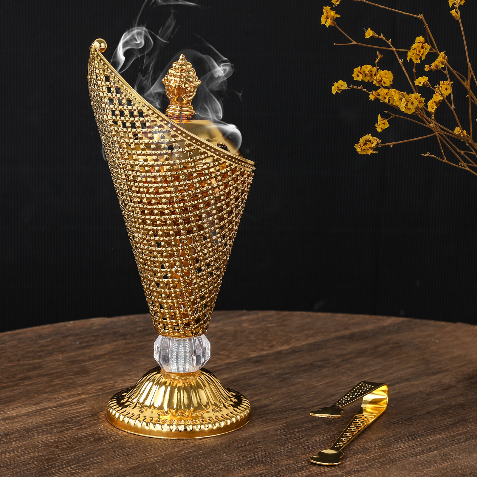 Golden Hollowed-Out Middle Eastern Incense Burner photo 6