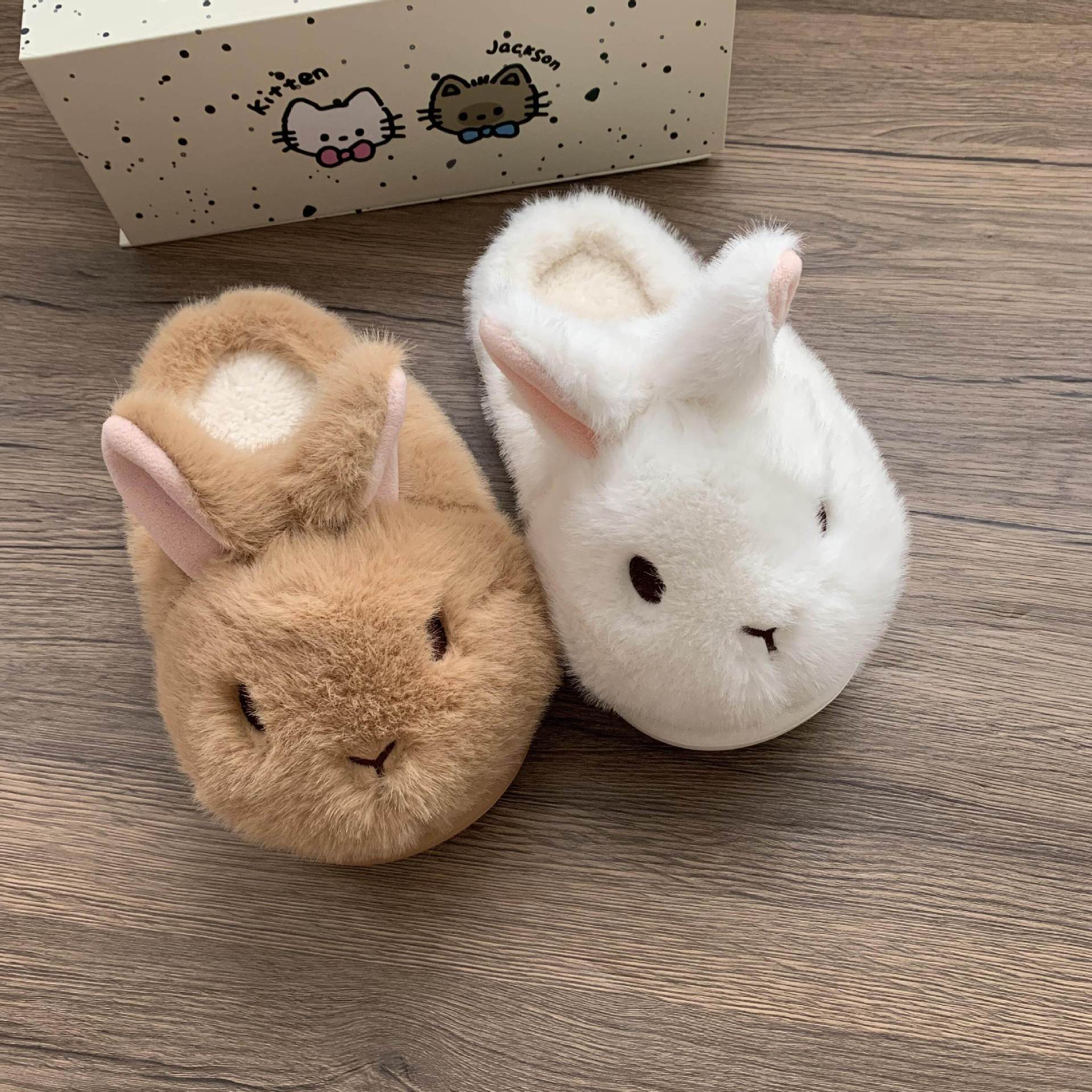 Cute Fluffy Bunny Warm Padded Cotton Slippers For Women photo 8