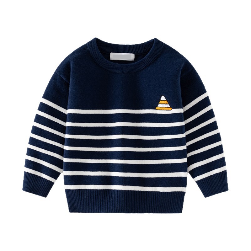 Boys Fine-striped Crew-neck Sweater Top photo 4