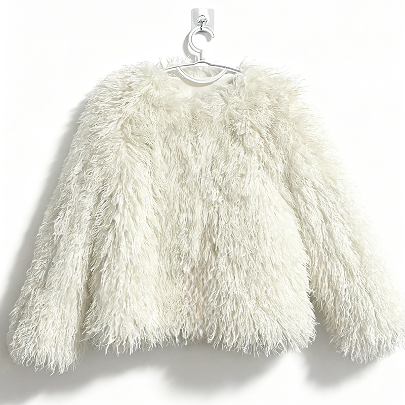 Women's Crew-neck Cashmere Casual Coat photo 5