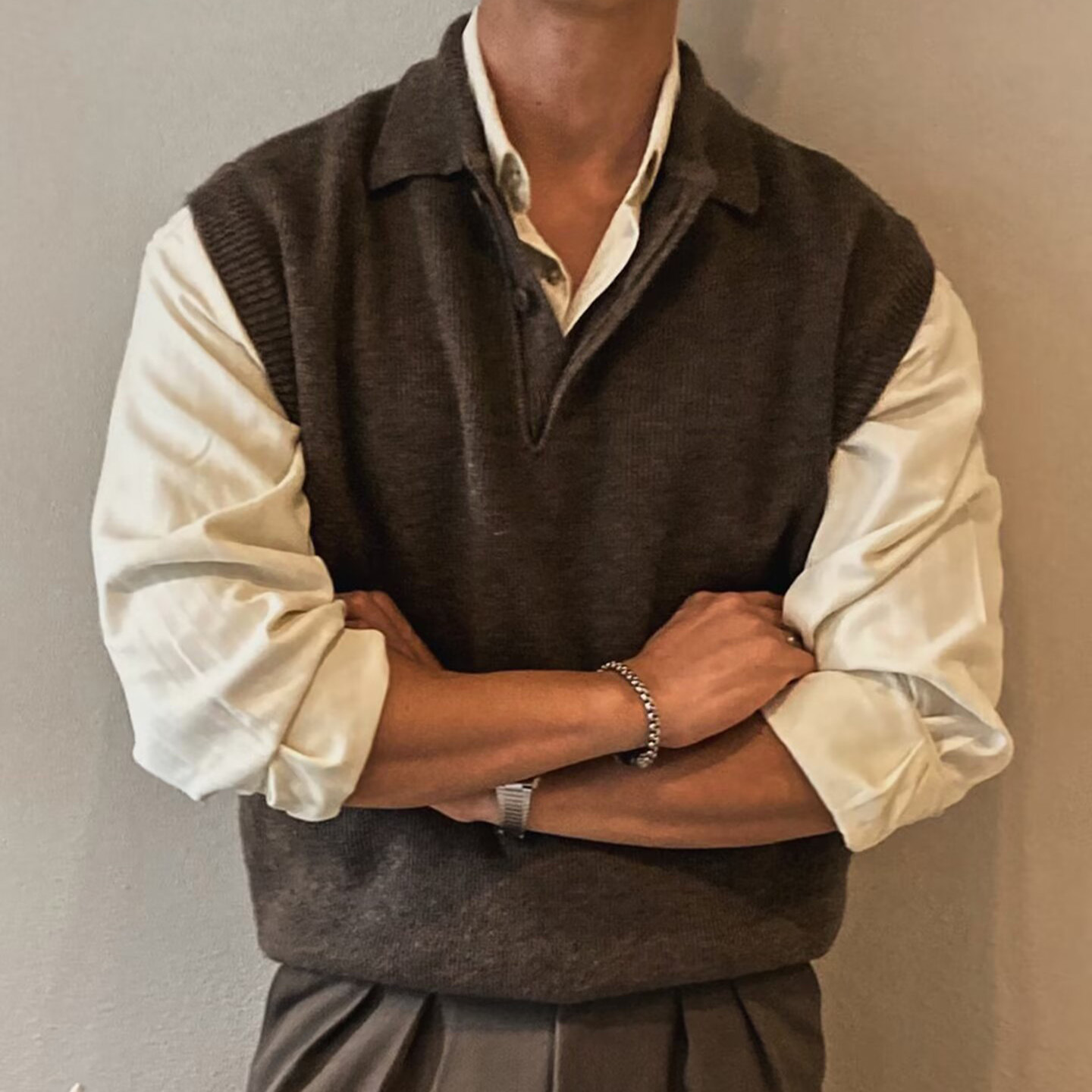 Mens Lapel Vest Business Knitwear Wool photo 3
