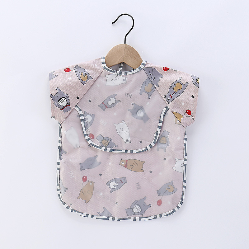 Foldable Baby Smock Bib - Waterproof Long Sleeve Feeding Apron with Pocket for Toddlers photo 4