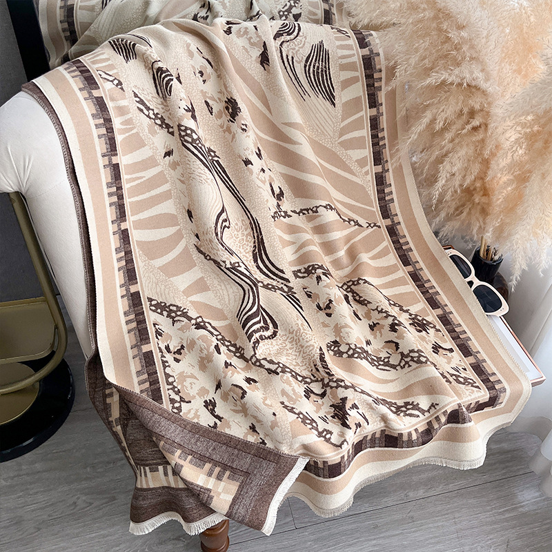 Leopard-print Zebra Jacquard Shawl Double-sided Scarf photo 8