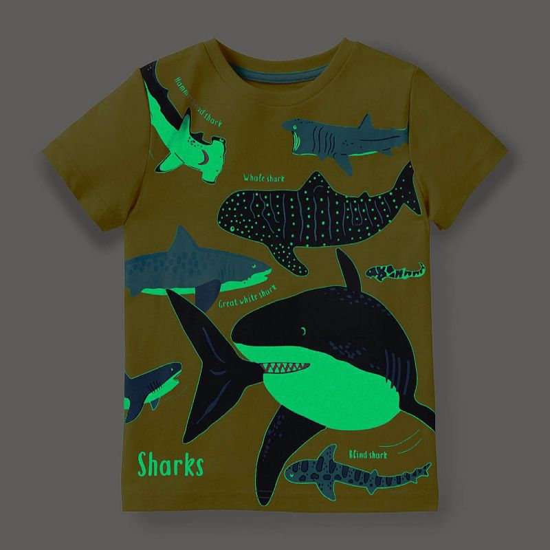 Children's Luminous Shark Pattern Short-sleeved T-shirt photo 4