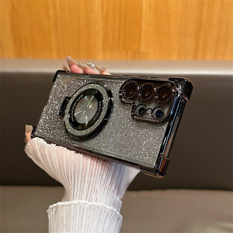 Airbag Drop-proof Magnetic Holder With Glittery Transparent Case photo 3