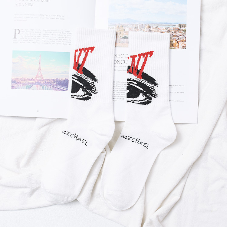 Graffiti Letter Mid-Calf Cotton Sports Socks photo 4