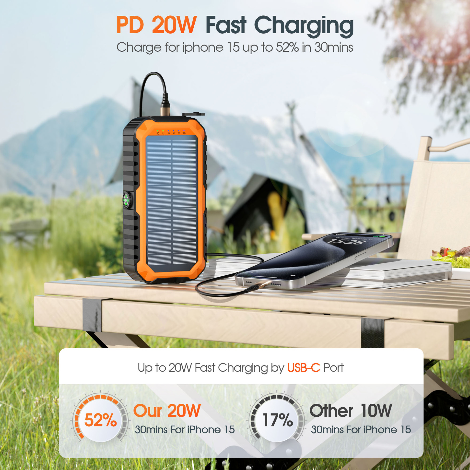 Hand-cranked Solar-powered Mobile Power Bank With Built-in Cable And Fast Charging photo 4