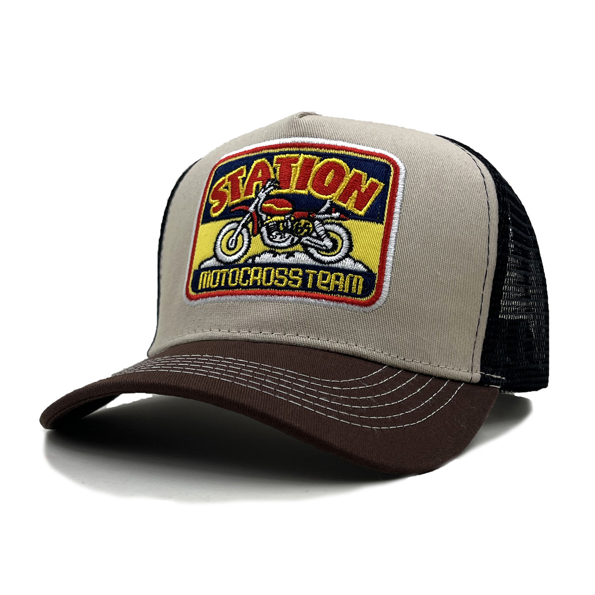 Motorcycle-Embroidered Color-Block Sun Hat photo 5